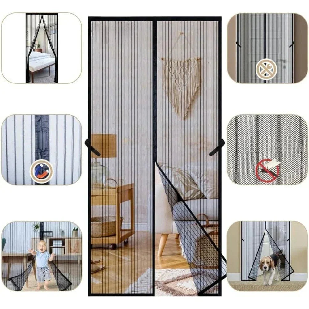 Magnetic Door Screen Curtain | Auto-Closing Mesh Insect Guard