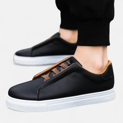 Men's Slip-On Leather Style Sneakers | Laceless Casual Shoes