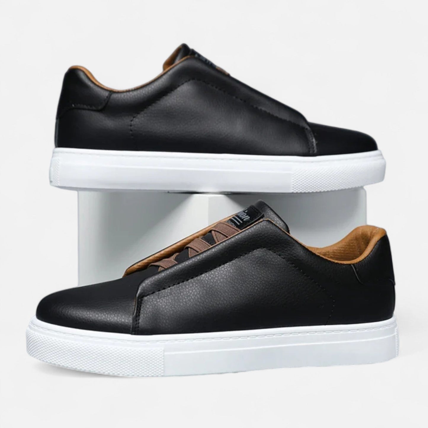 Men's Slip-On Leather Style Sneakers | Laceless Casual Shoes