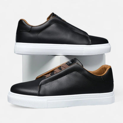 Men's Slip-On Leather Style Sneakers | Laceless Casual Shoes