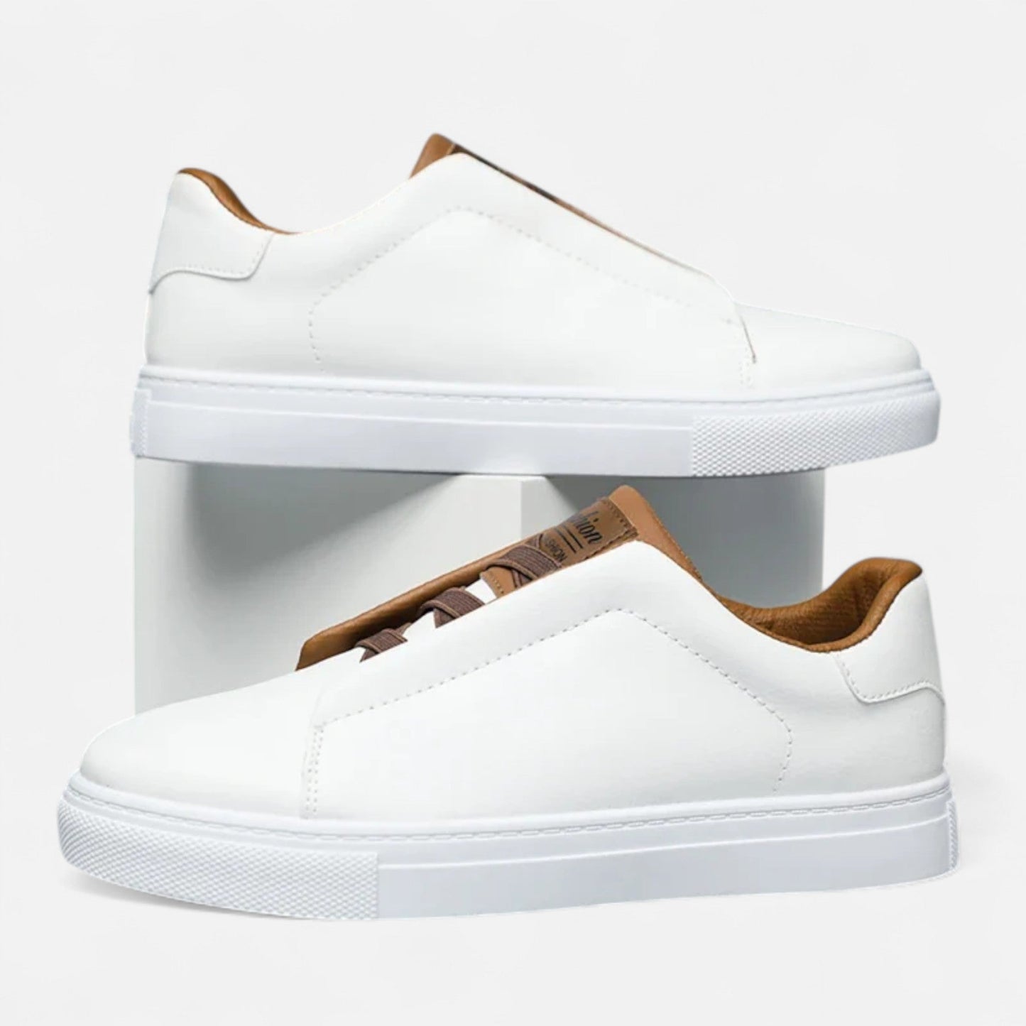 Men's Slip-On Leather Style Sneakers | Laceless Casual Shoes