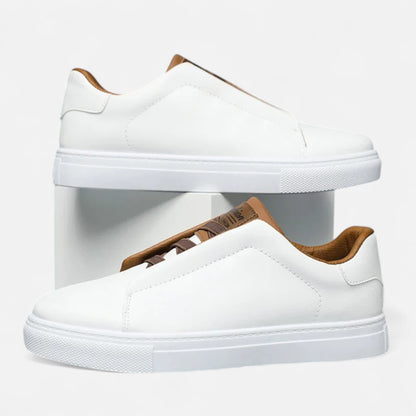 Men's Slip-On Leather Style Sneakers | Laceless Casual Shoes