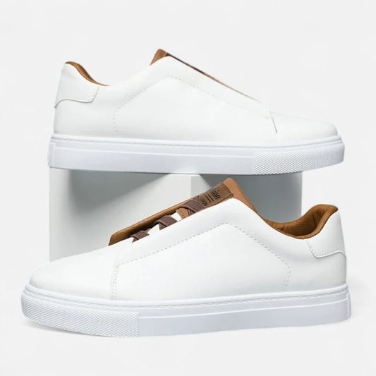Men's Slip-On Leather Style Sneakers | Laceless Casual Shoes