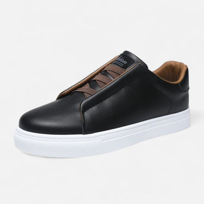 Men's Slip-On Leather Style Sneakers | Laceless Casual Shoes