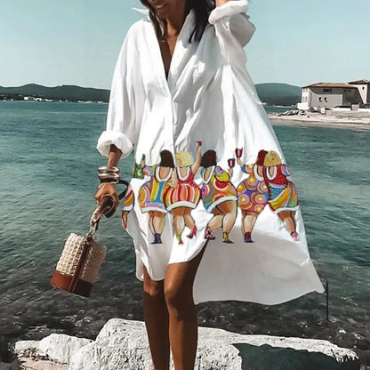 Women's Casual Shirt Dress with Print