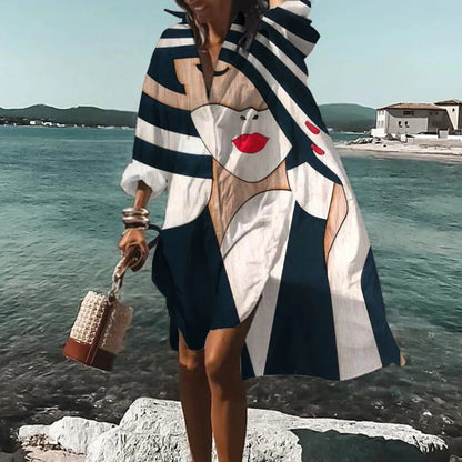 Women's Casual Shirt Dress with Print