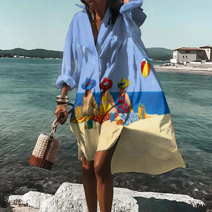 Women's Casual Shirt Dress with Print