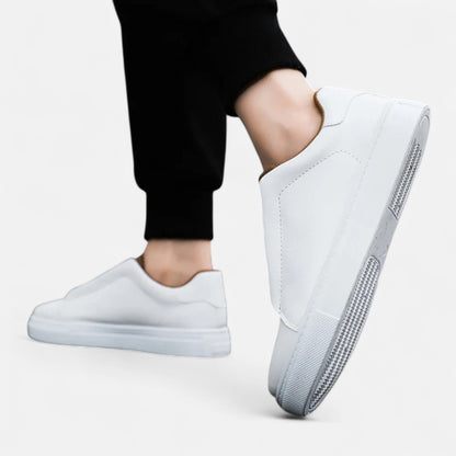 Men's Slip-On Leather Style Sneakers | Laceless Casual Shoes