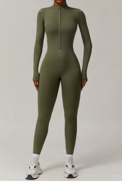 Women's Zip Jumpsuit | Body-Shaping Stretch Activewear