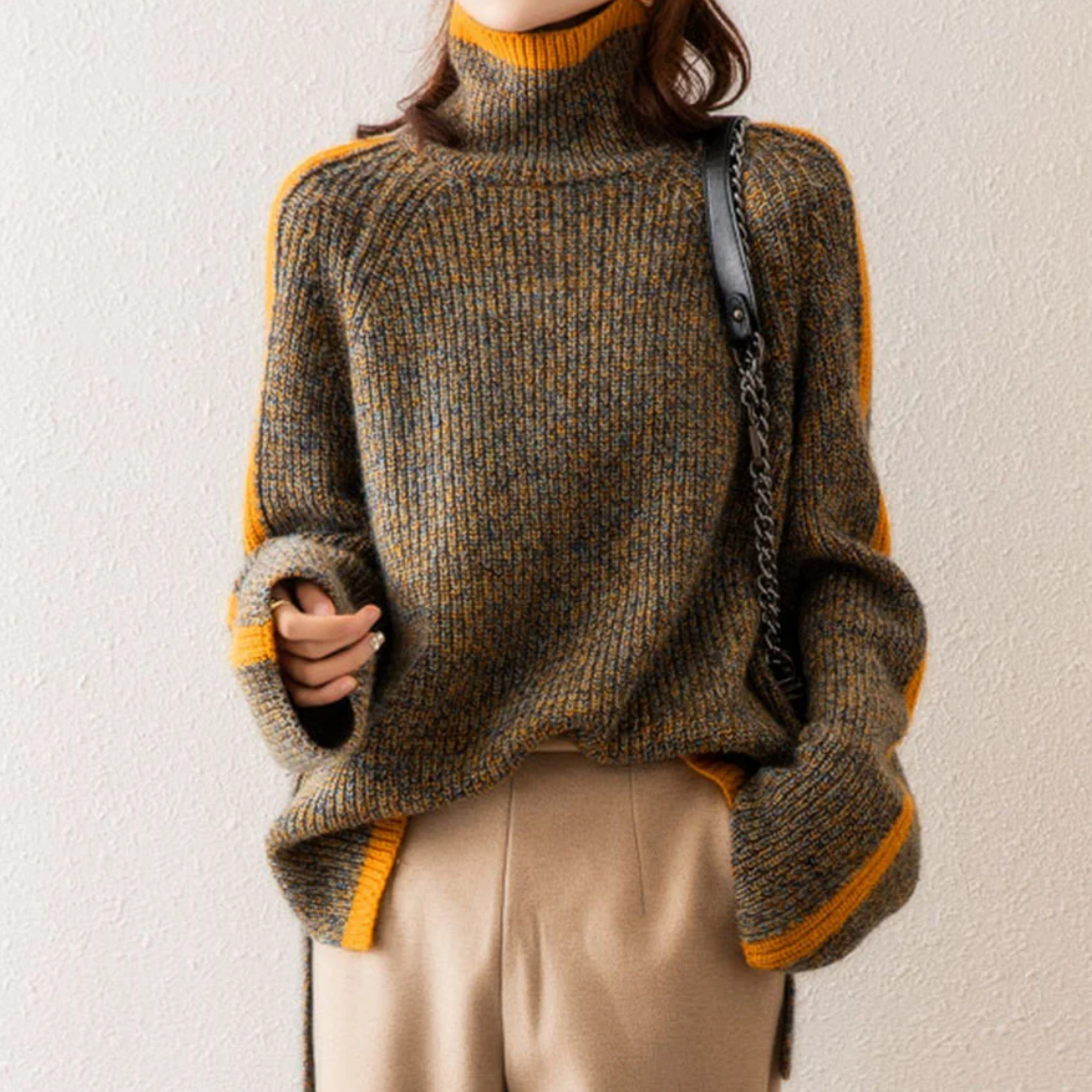 Women’s Chunky Knit Turtleneck Sweater | Wool Blend