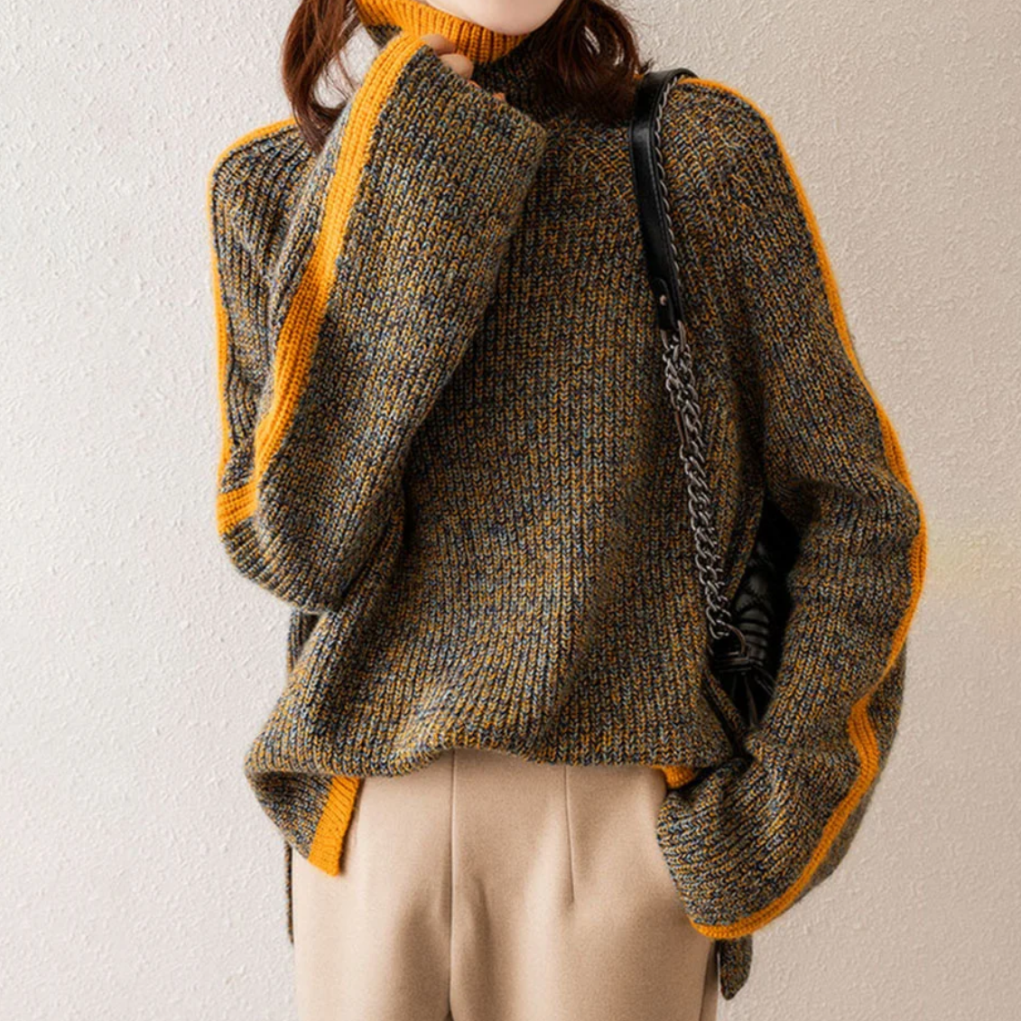Women’s Chunky Knit Turtleneck Sweater | Wool Blend