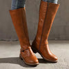 Women's Faux Leather Boots | Elegant Buckle Detail Style
