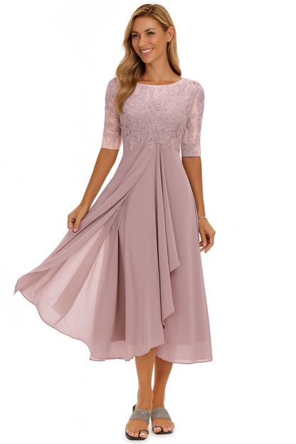Women's A-Line Midi Dress Lace Details