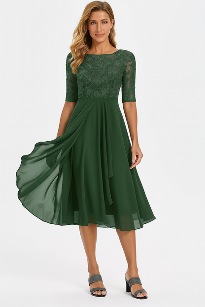 Women's A-Line Midi Dress Lace Details
