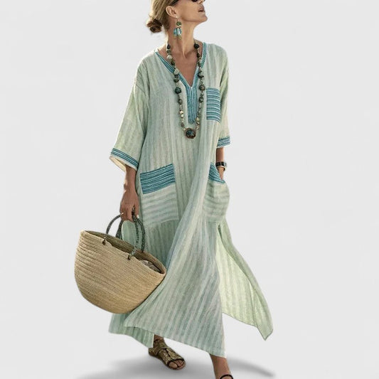 Women's Boho Midi Dress with Pockets