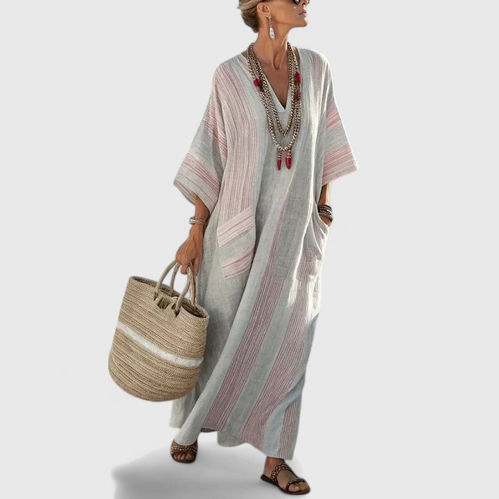 Women's Boho Midi Dress with Pockets