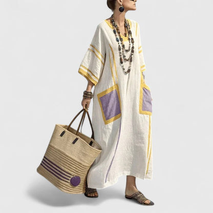 Women's Boho Midi Dress with Pockets