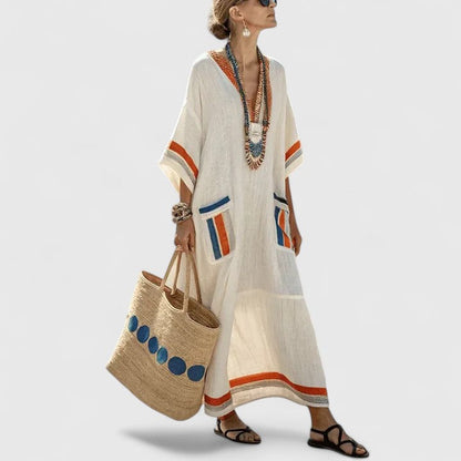 Women's Boho Midi Dress with Pockets