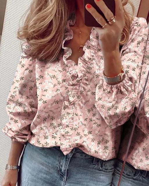 Women's Ruffle V-Neck Blouse | Soft Feminine Summer Style