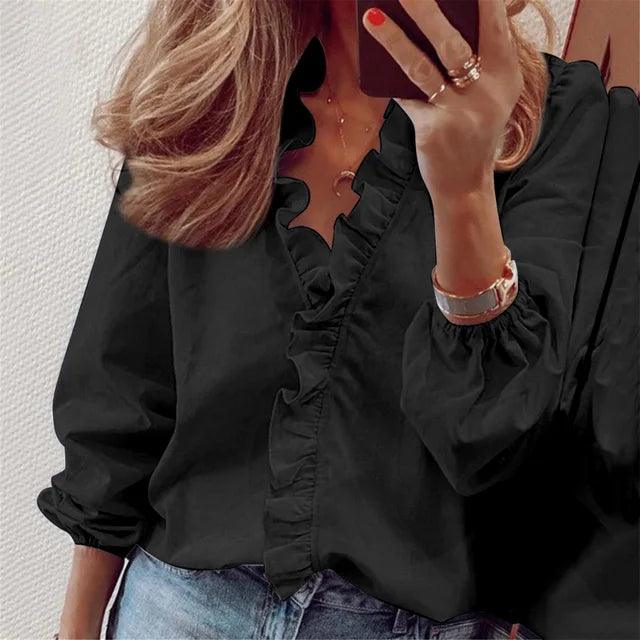 Women's Ruffle V-Neck Blouse | Soft Feminine Summer Style