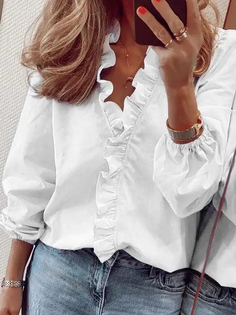 Women's Ruffle V-Neck Blouse | Soft Feminine Summer Style