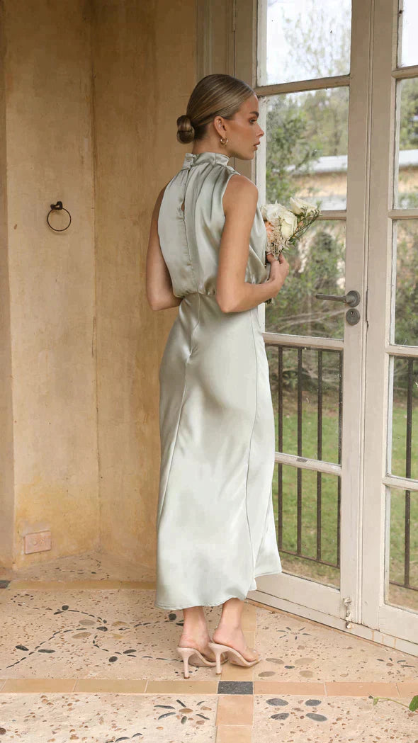 Women's Halter Midi Dress | Elegant Draped Summer Style