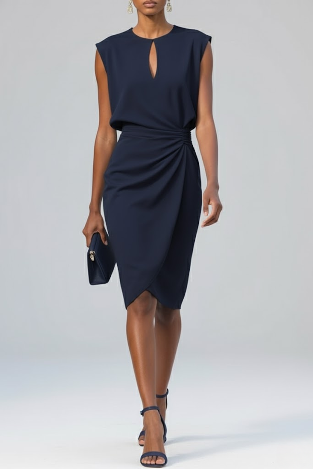 Women's Ruffle Midi Dress | Elegant Keyhole Detail Style