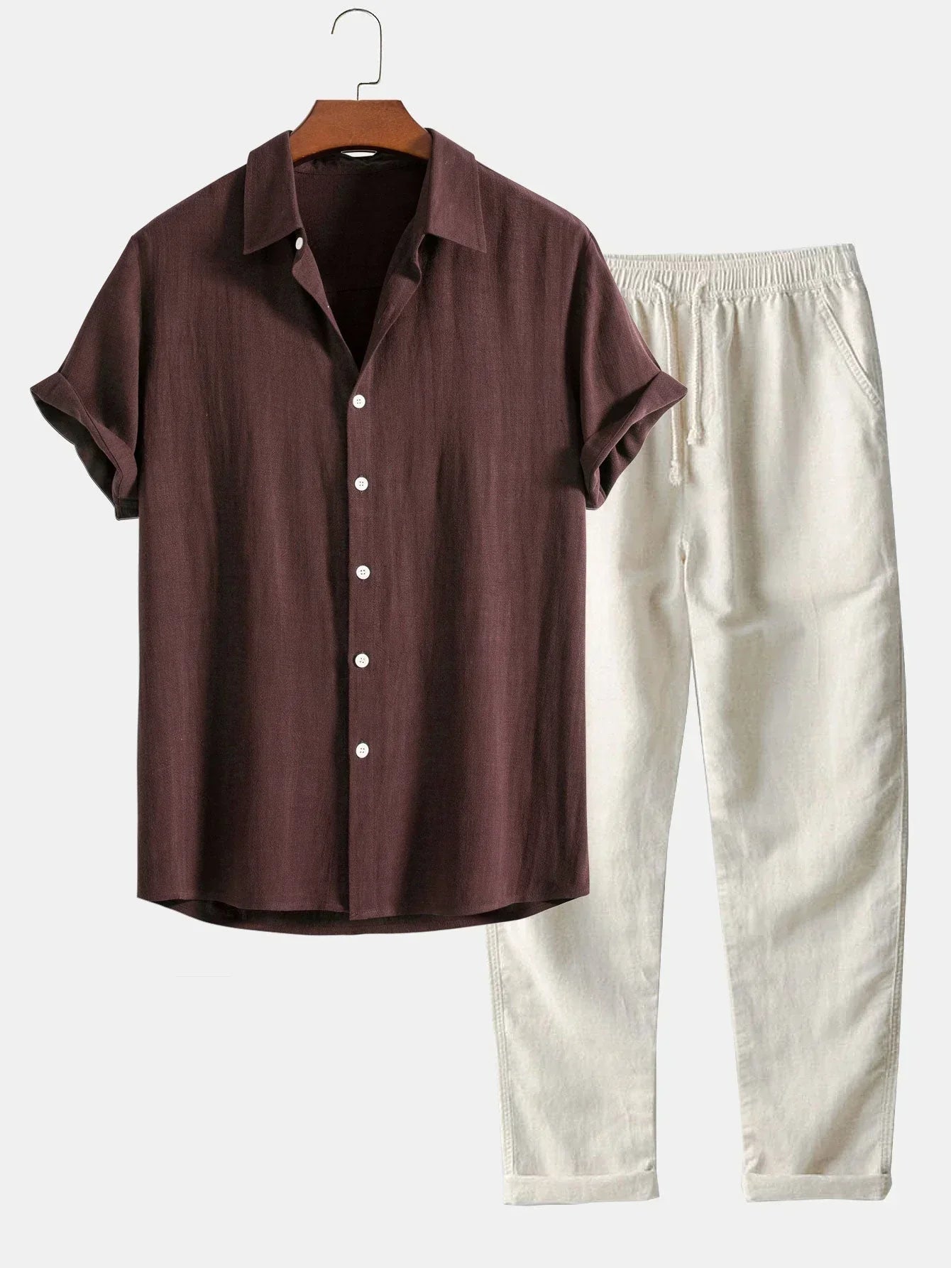 Linen-Style Summer Set | Lightweight Shirt & Trousers