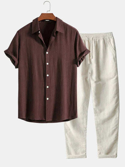 Linen-Style Summer Set | Lightweight Shirt & Trousers