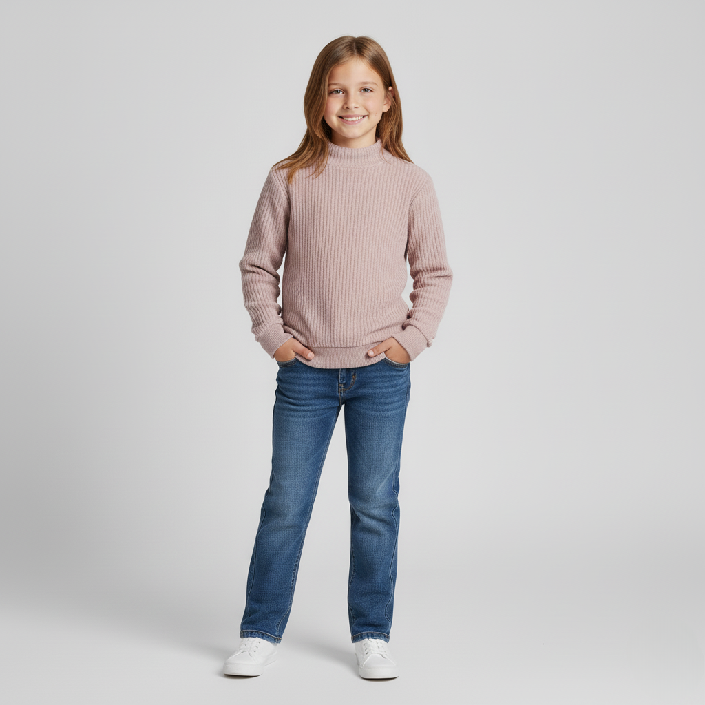 Thermal Ribbed Mock Neck Fleece Lined Top