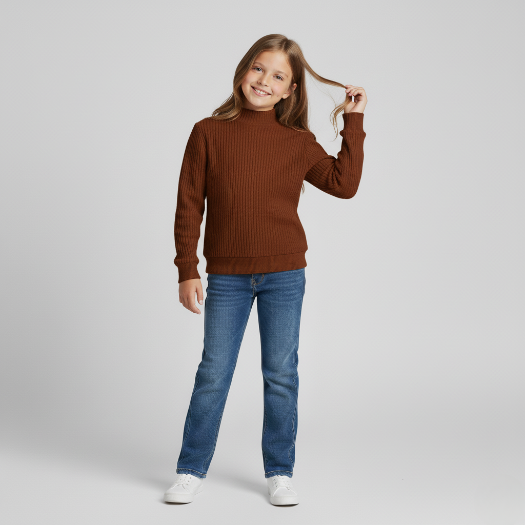 Thermal Ribbed Mock Neck Fleece Lined Top