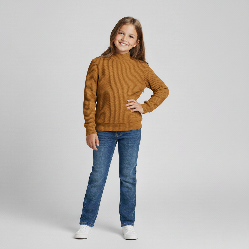 Thermal Ribbed Mock Neck Fleece Lined Top