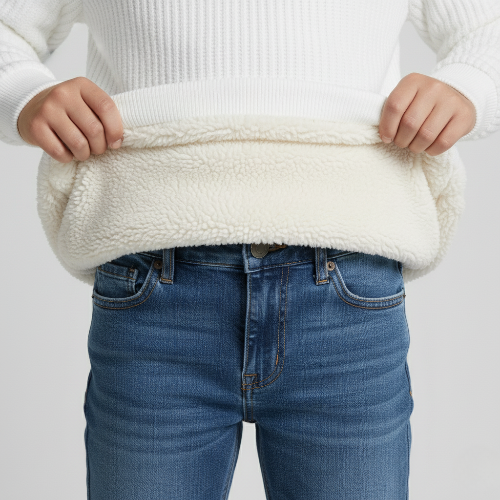 Thermal Ribbed Mock Neck Fleece Lined Top