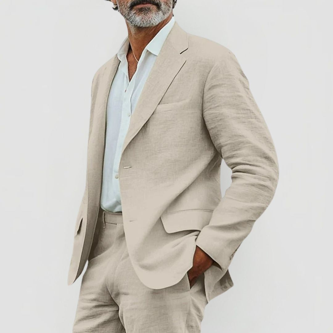Men's Linen Blend Summer Suit | Lightweight Blazer & Trousers