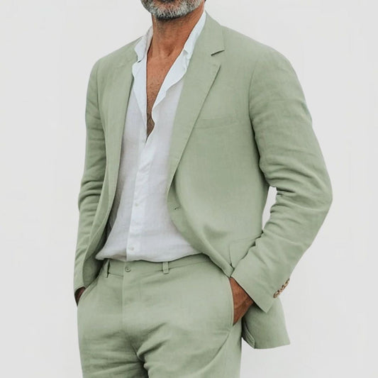 Men's Linen Blend Summer Suit | Lightweight Blazer & Trousers