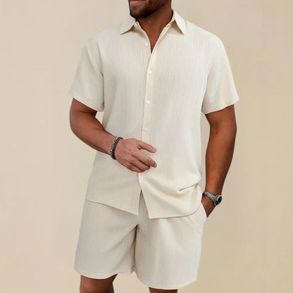 Men's Two-Piece Summer Set | Linen Blend Shirt & Shorts