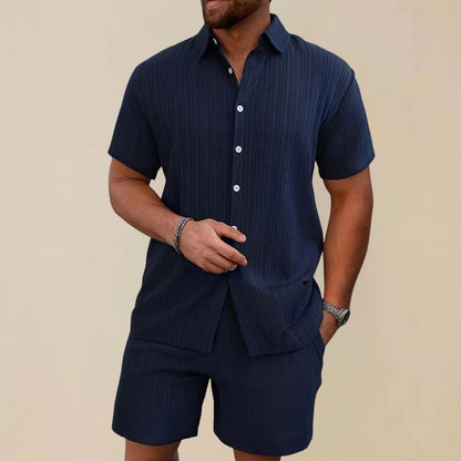 Men's Two-Piece Summer Set | Linen Blend Shirt & Shorts