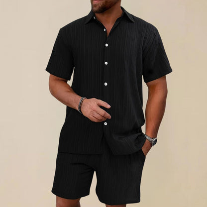 Men's Two-Piece Summer Set | Linen Blend Shirt & Shorts