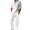 Men's Linen Style Two-Piece Set | Long Sleeve Shirt & Trousers