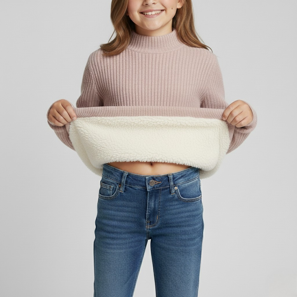 Thermal Ribbed Mock Neck Fleece Lined Top