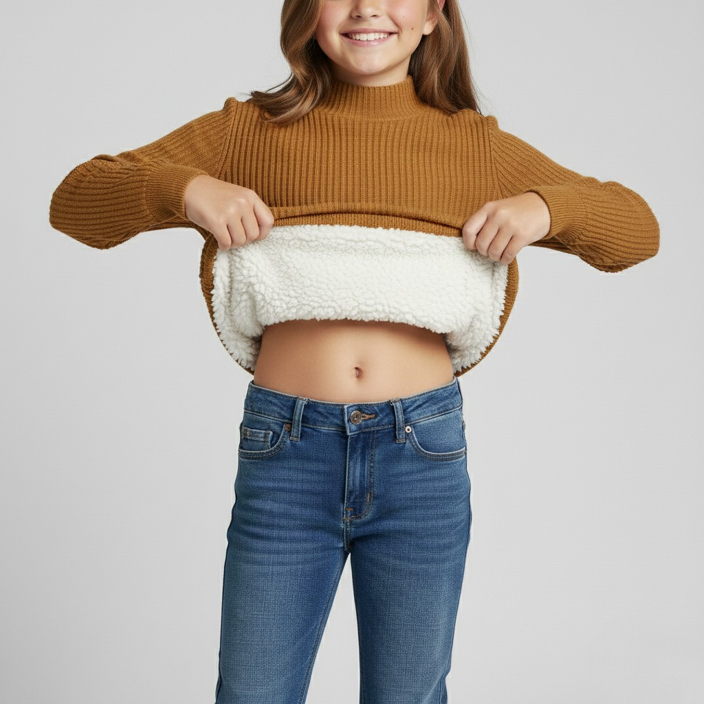 Thermal Ribbed Mock Neck Fleece Lined Top