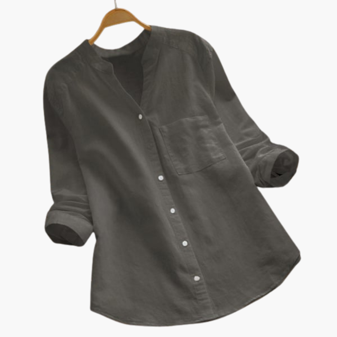 Women's Loose Blouse | Long Sleeve Stand-up Collar Shirt