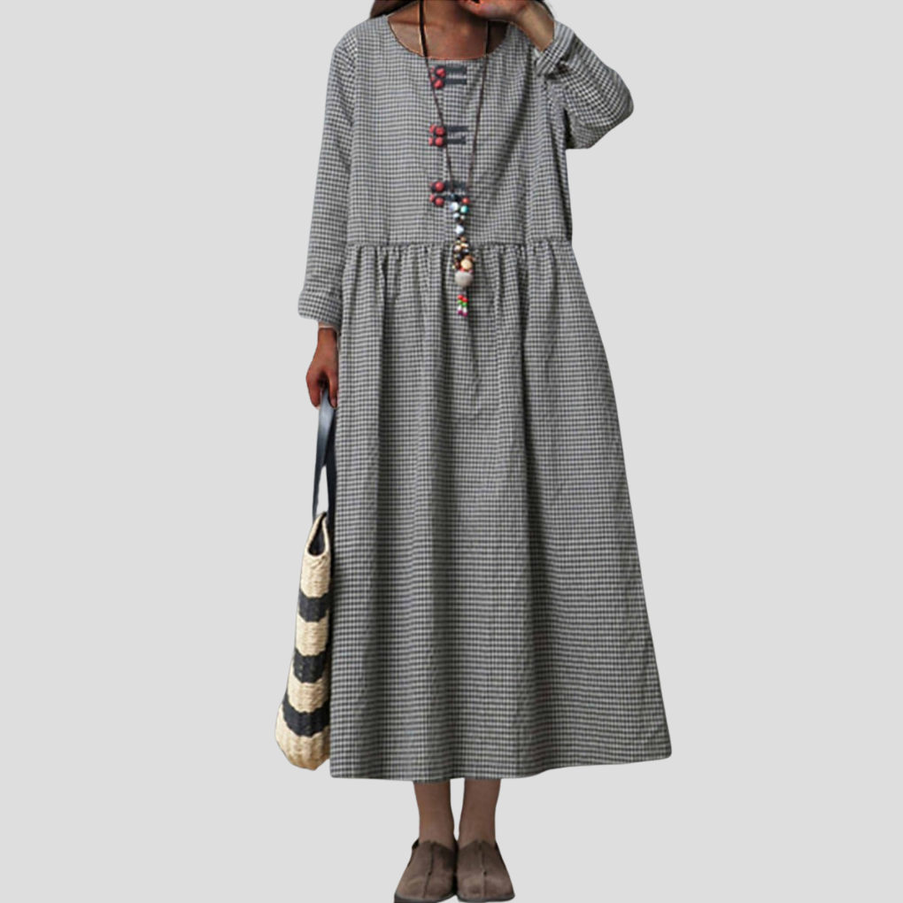 Women's High Waist Swing Maxi Dress | Long Sleeve