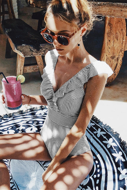 Women's Retro Striped Swimsuit | One-Piece Classic Fit