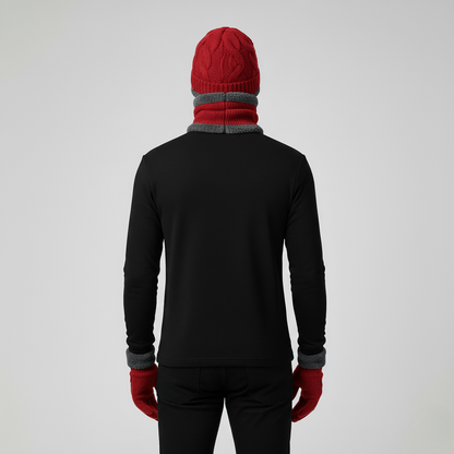 Men’s Warm Knit 3-Piece Set – Beanie, Scarf & Fleece Gloves