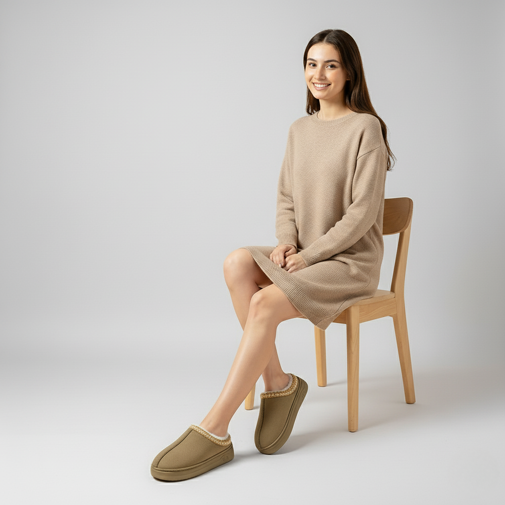 Women’s Fuzzy Fur Lined Winter Slippers