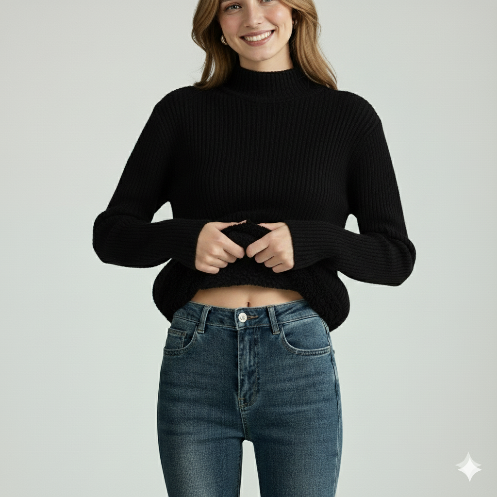 Women’s Ribbed Mock Neck Knit Sweater