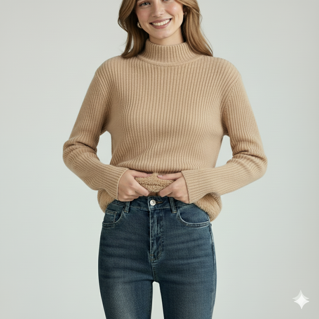 Women’s Ribbed Mock Neck Knit Sweater