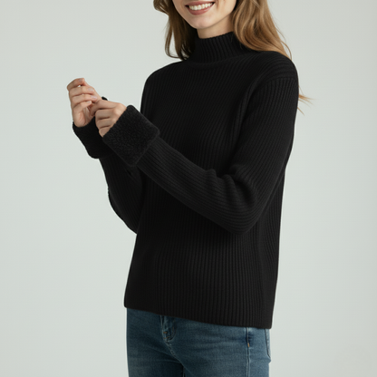 Women’s Ribbed Mock Neck Knit Sweater