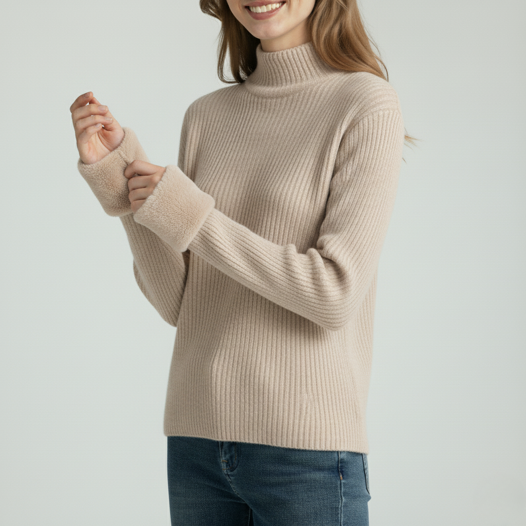 Women’s Ribbed Mock Neck Knit Sweater